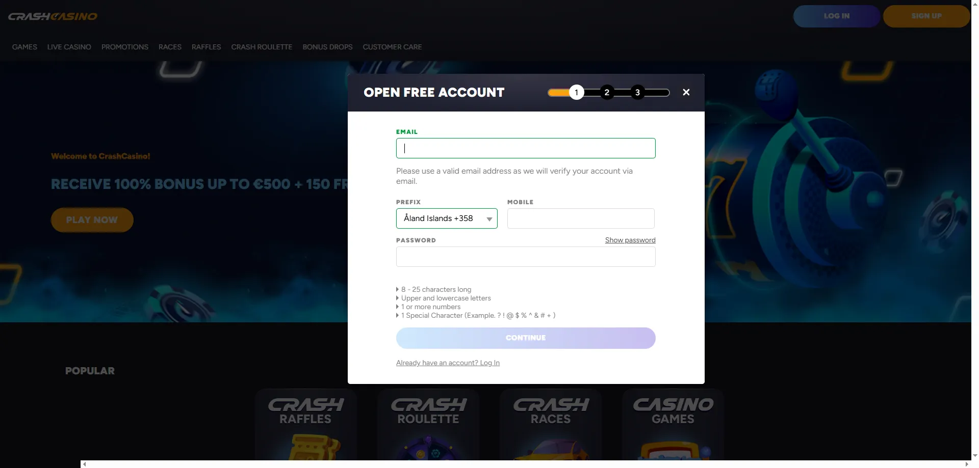 Proceso de registro en Crash Casino M&eacute;xico paso a paso
