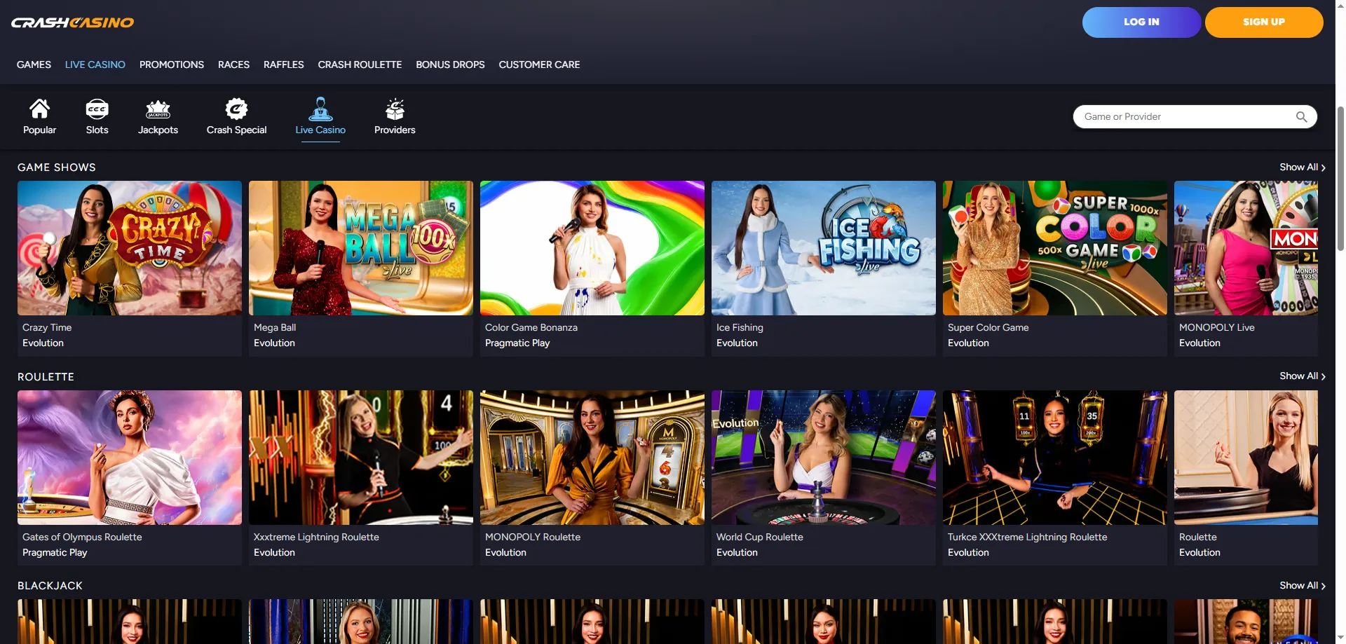 Casino en vivo en Crash Casino M&eacute;xico &mdash; mesas con crupier real